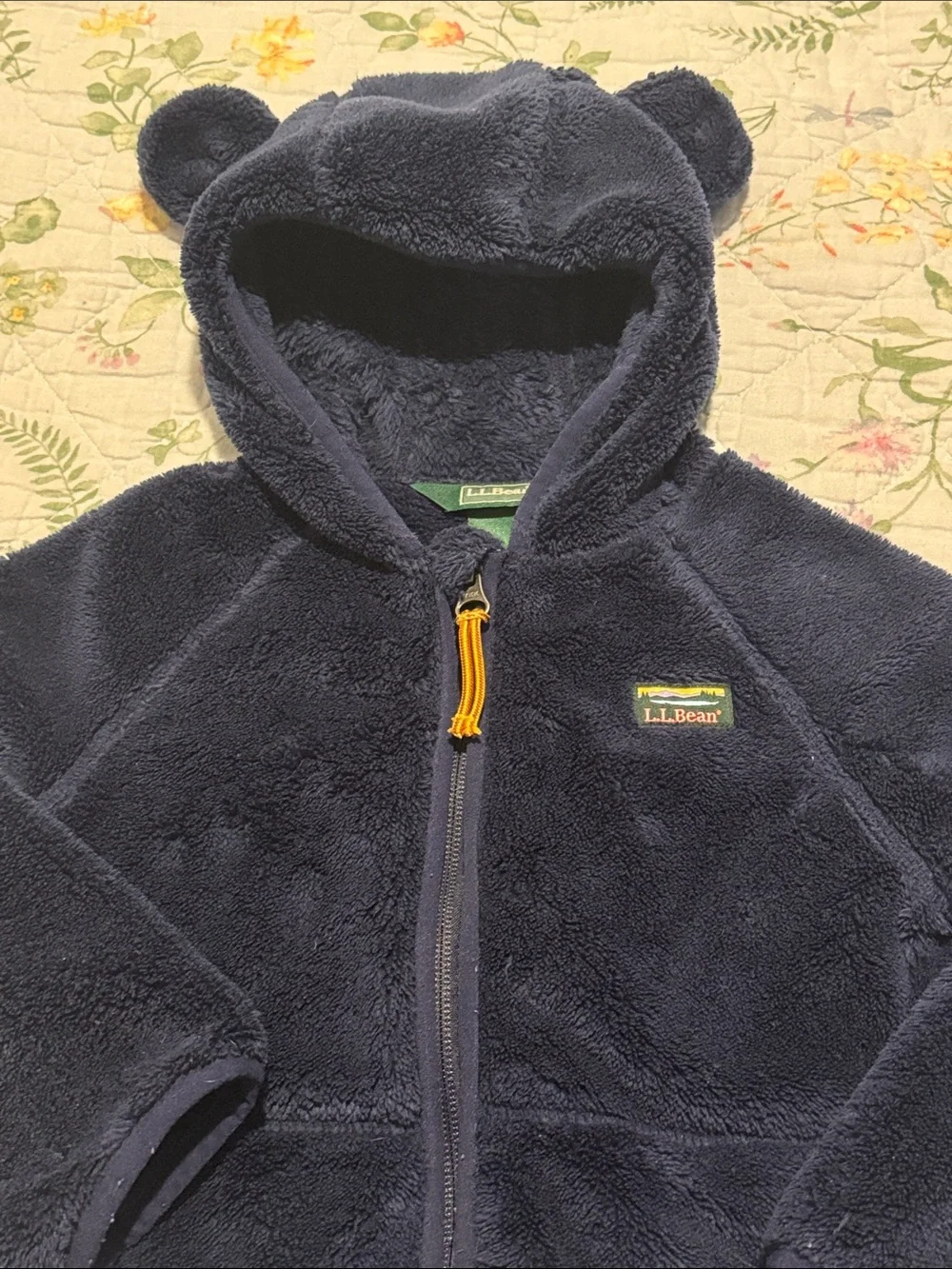 L.L. Bean Navy Blue Kids Fleece Hoodie with Ear Details